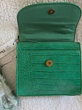 The Drop Diana Croc-Embossed Emerald Green Top Handle Crossbody Bag NWT
